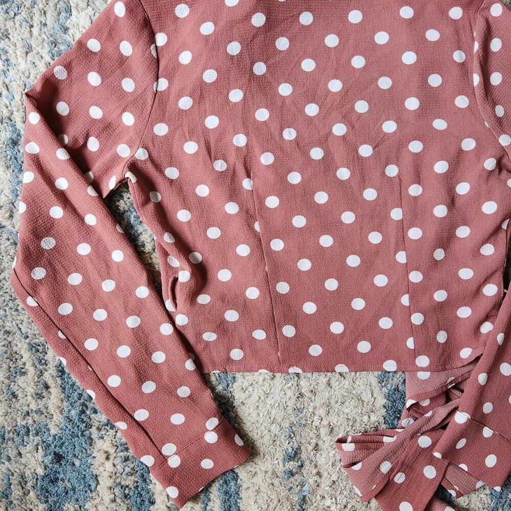 F21 Mauve Polka Dot Wrap Around Top || Small EUC - Picture 9 of 13